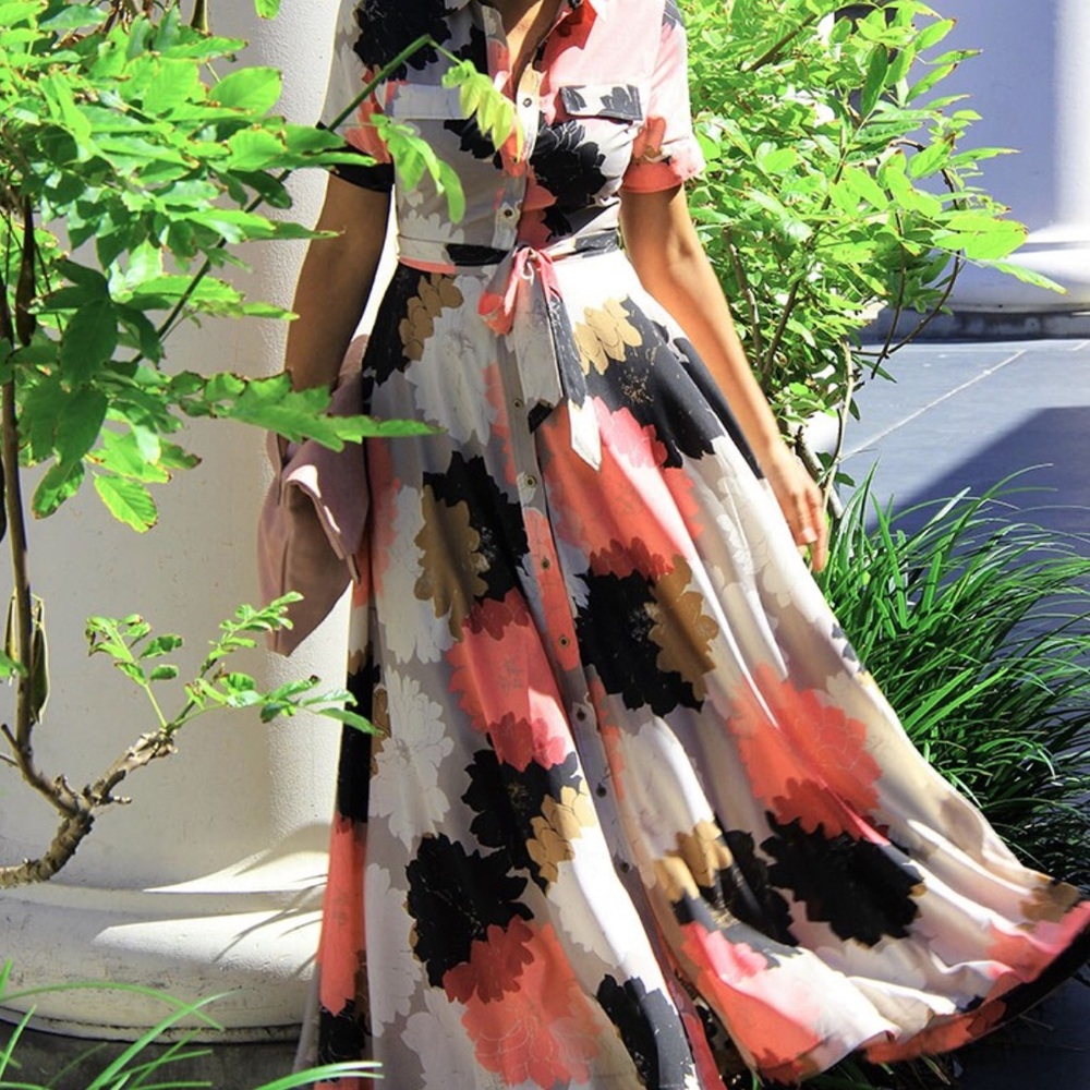 Banana Republic Floral Maxi Shirt Dress